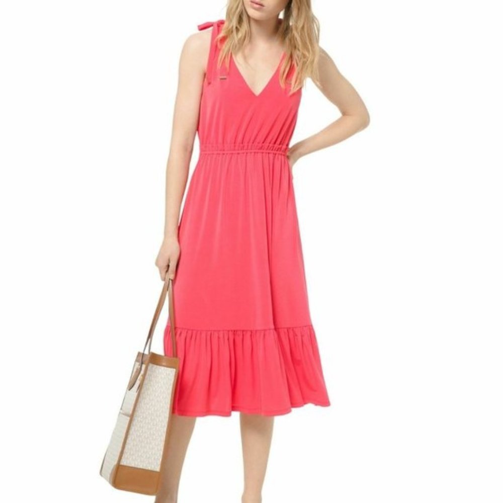 MICHAEL Michael Kors TieShoulder Jersey Midi Dress